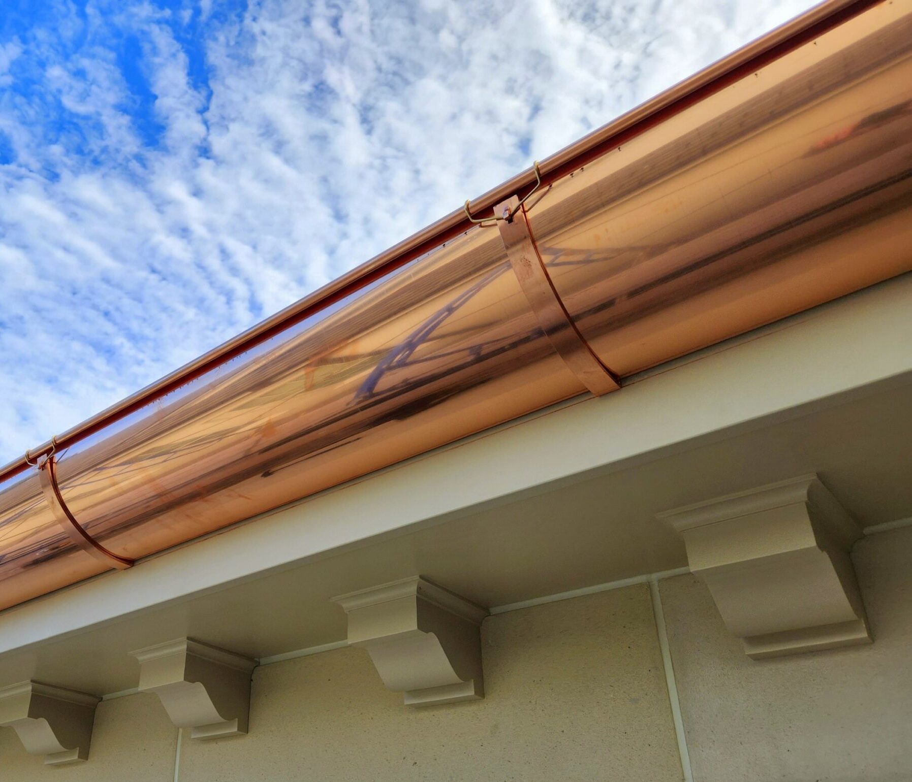 half round copper gutters QS