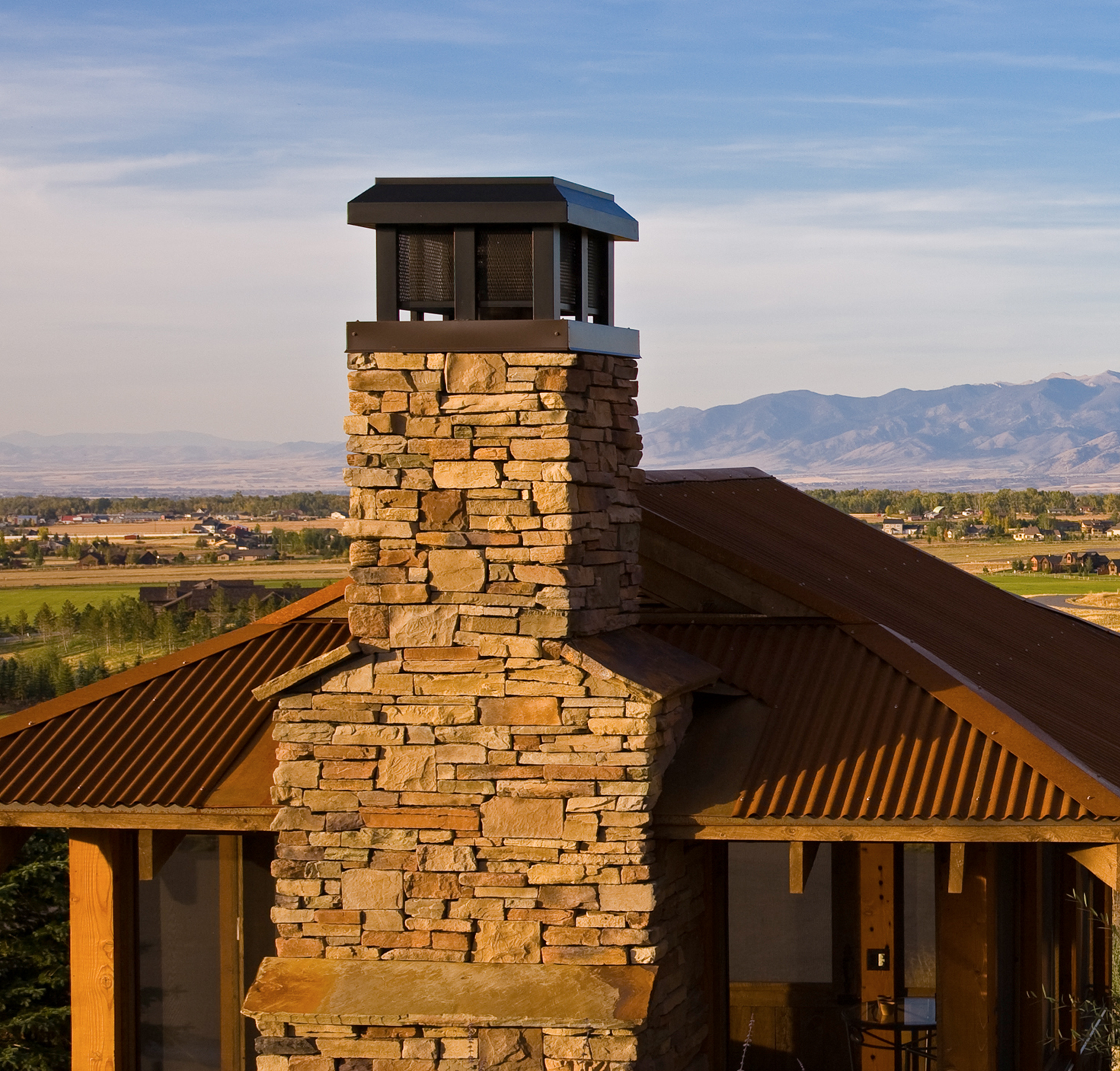 chimney cap on building